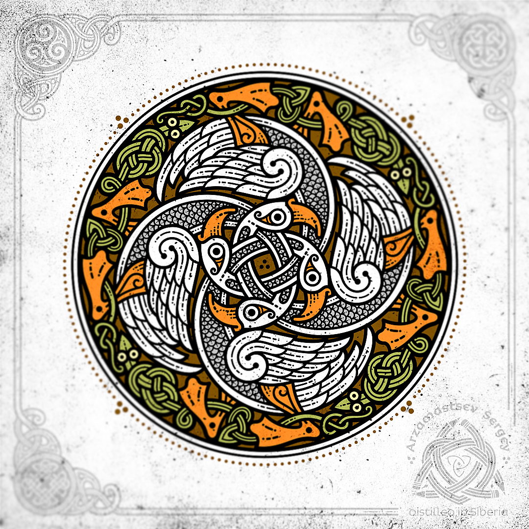 Celtic Art Logo : Goose and snake